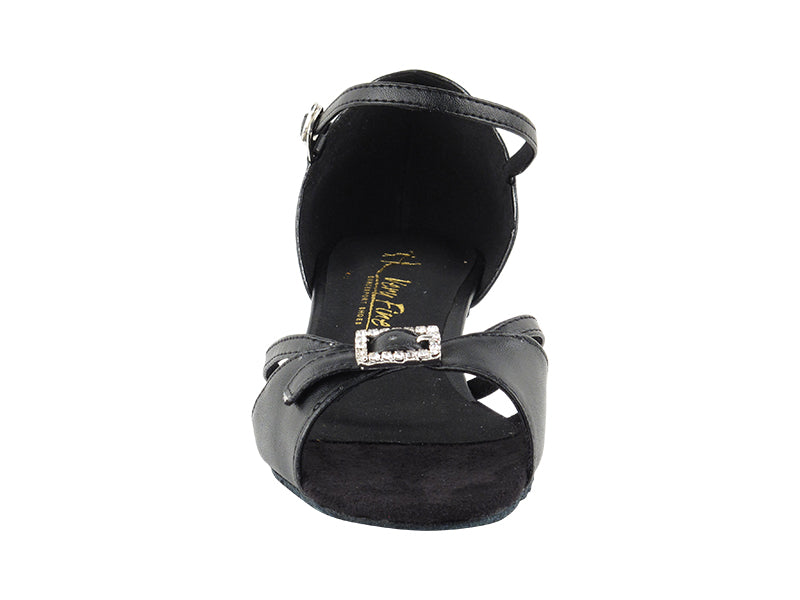 1720FT Black Leather with 1" Flat Heel in the photo