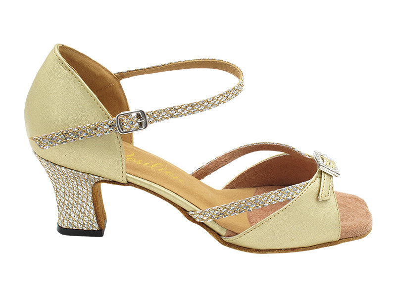 1720 57 Light Gold Leather_B & 74 Gold Sparklenet Trim_S_H with 2.2 INCH THICK CUBAN HEEL (2317) in the photo