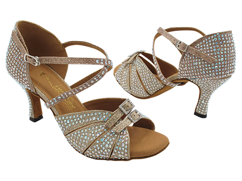 1724Bling Champagne Glitter Satin with 2.75" Flare Heel (1995) in the photo