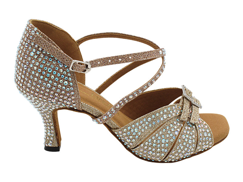 1724Bling Champagne Glitter Satin with 2.75" Flare Heel (1995) in the photo