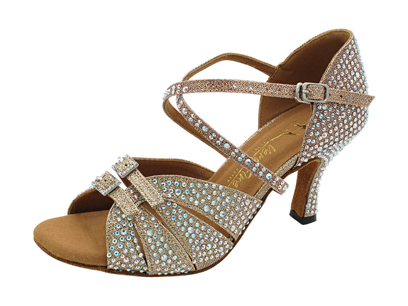 1724Bling Champagne Glitter Satin with 2.75" Flare Heel (1995) in the photo