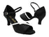1734 Black Satin & Light Silver Leather Trim with 2.5" Heel (2899) in the photo