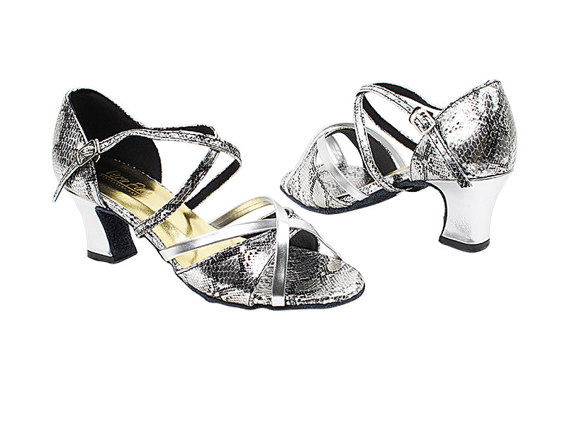 1740 250 Silver Snake_Silver PU_T_H with 2" Thick Cuban Heel in the photo