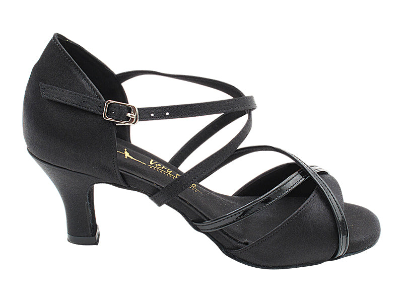 1740 Black Satin & Black Patent Trim with 2.5" Heel (2899) in the photo