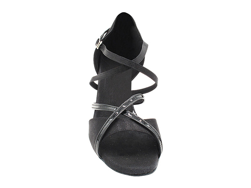 1740 Black Satin & Black Patent Trim with 2.5" Heel (2899) in the photo