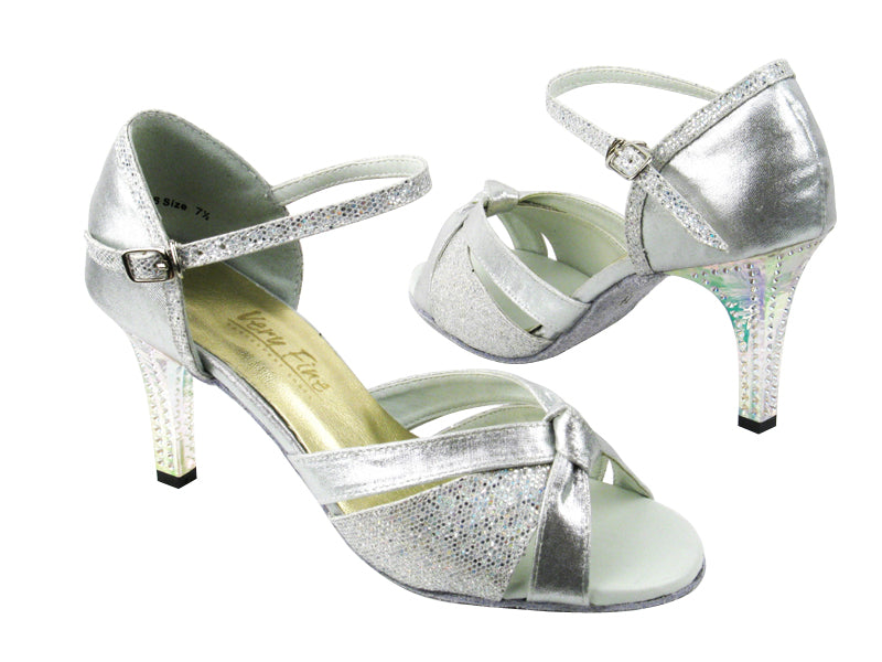 1748 259 Silver Satin_107 Silver Scale with 3 Square Transparent Heel in the photo