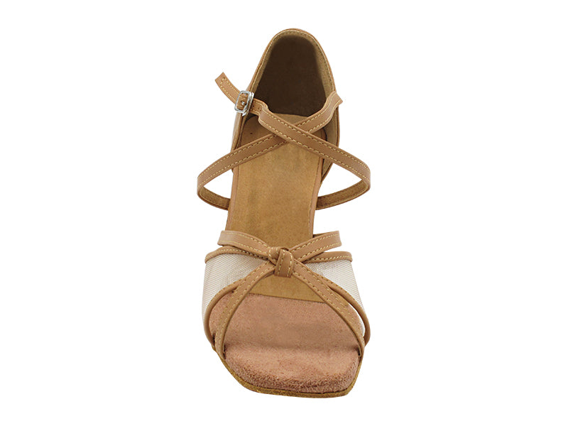 1782 Beige Brown Leather & Flesh Mesh with 2.5" Heel (2899) in the photo