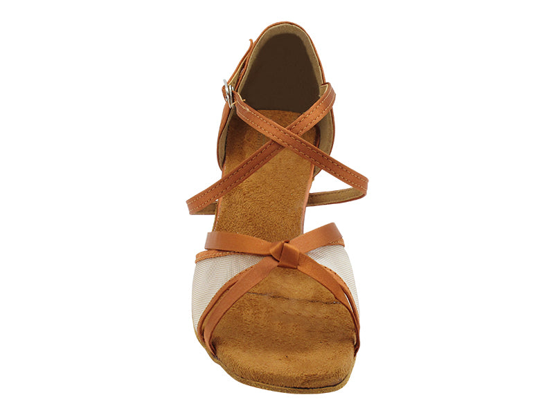 1782 Dark Tan Satin & Flesh Mesh with 2.5" Heel (2899) in the photo
