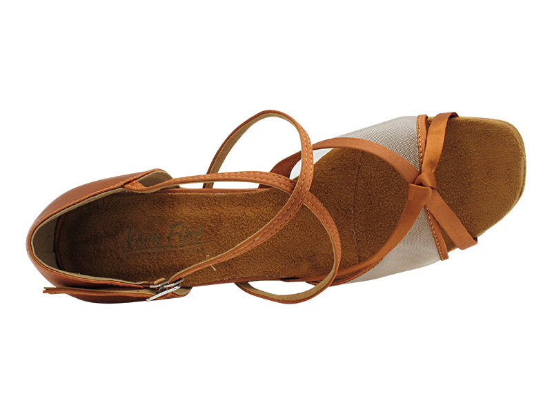 1782 Dark Tan Satin & Flesh Mesh with 2.5" Heel (2899) in the photo