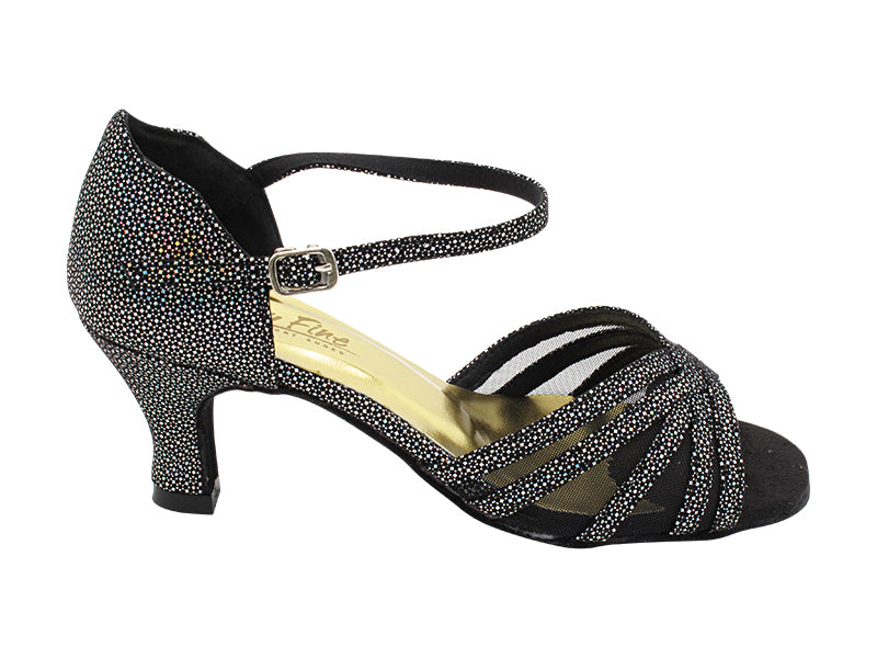 1785 322 Black Iridescent Diamond Velvet_Black Mesh with 2.5" Heel (2899) in the photo