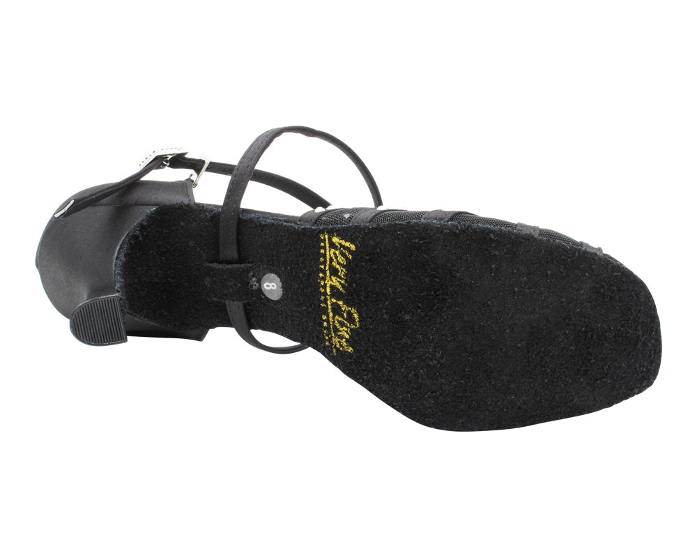 1789Bling Black Satin & Black Mesh with 2.75" Flare Heel (1995) in the photo