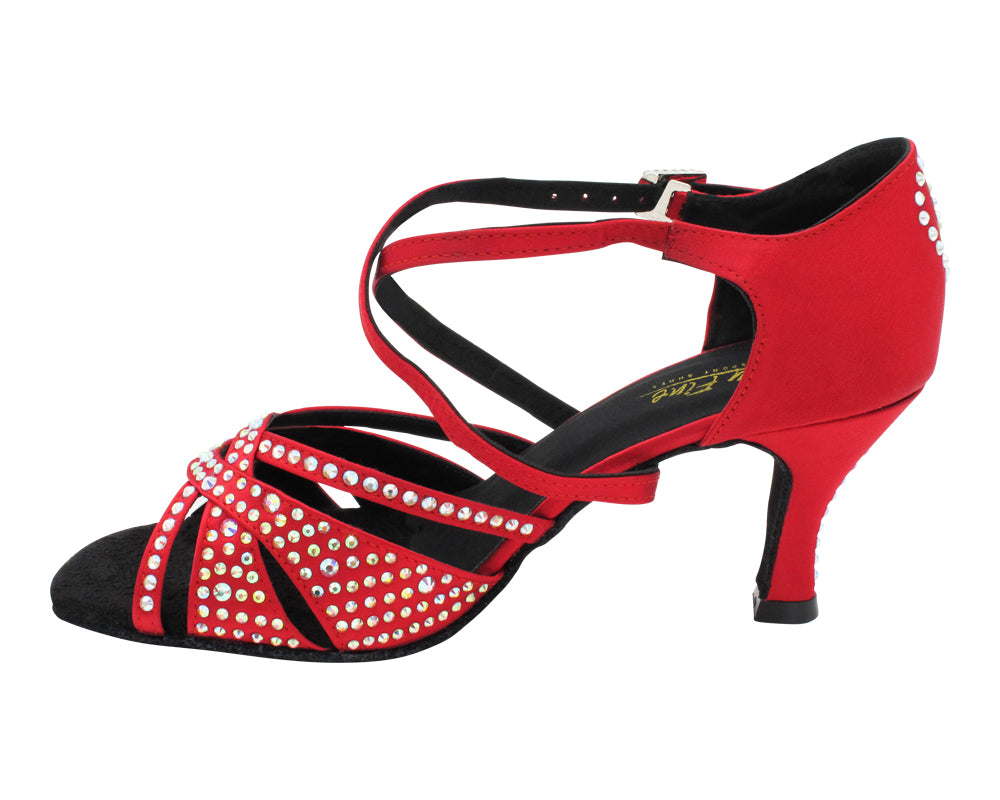 1791Bling Dark Red Satin with 2.75" Flare Heel (1995) in the photo