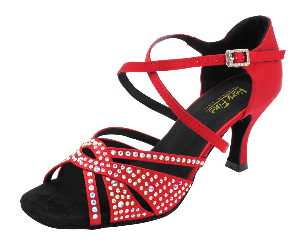 1791Bling Dark Red Satin with 2.75" Flare Heel (1995) in the photo