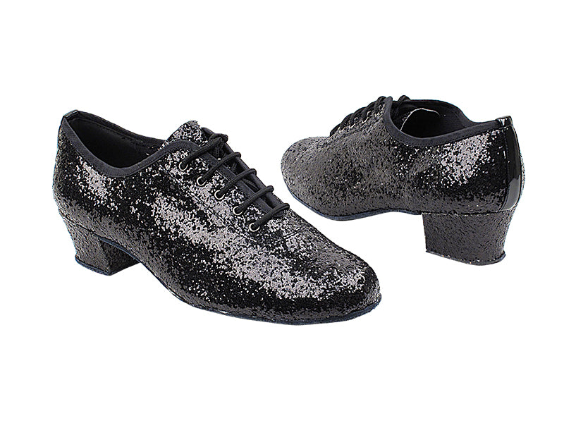 2001 12 Black Sparkle_Black Patent Trim_EL with 1.5" Medium Heel in the photo