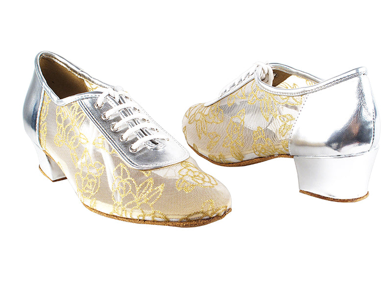 2002 55 Silver PU_79 Mesh 1.5" Medium Heel in the photo