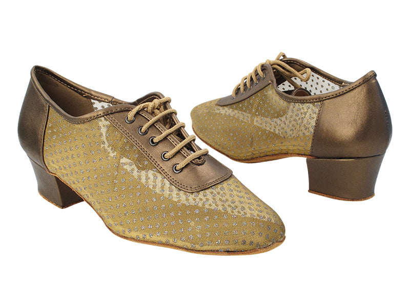 2002 59 Copper Leather_108 Gold Dots Mesh with 1.5" Heel in the photo