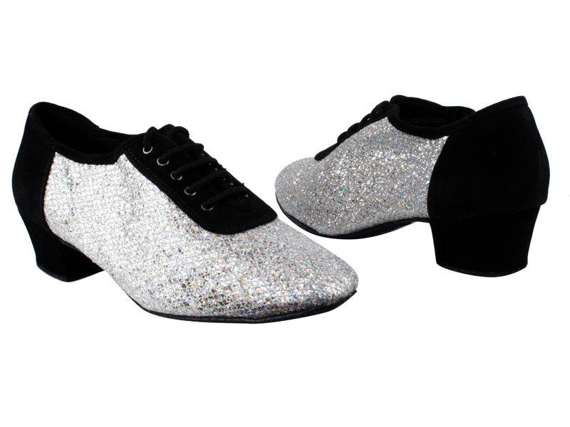 2002 Black Nubuck_6 Silver Sparklenet_M with 1.5" Heel in the photo