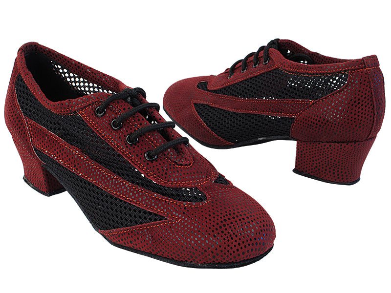 2009LEDSS 156 Illusion Burgundy_134 Black Fishnet Mesh with 1.5" Heel in the photo