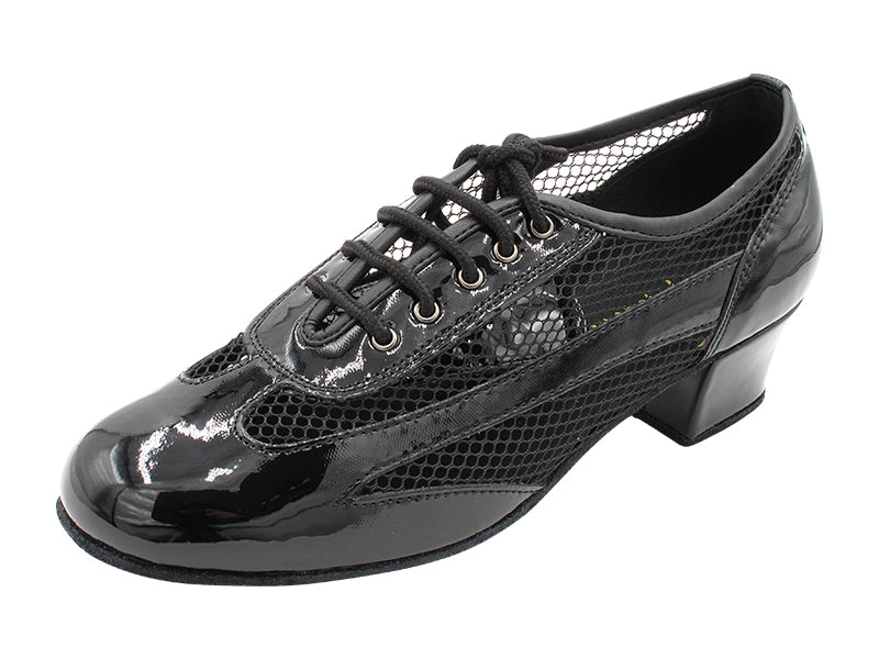 2009 Black Patent & 176 Black Hexagon Mesh with 1.5" Heel (2001) in the photo