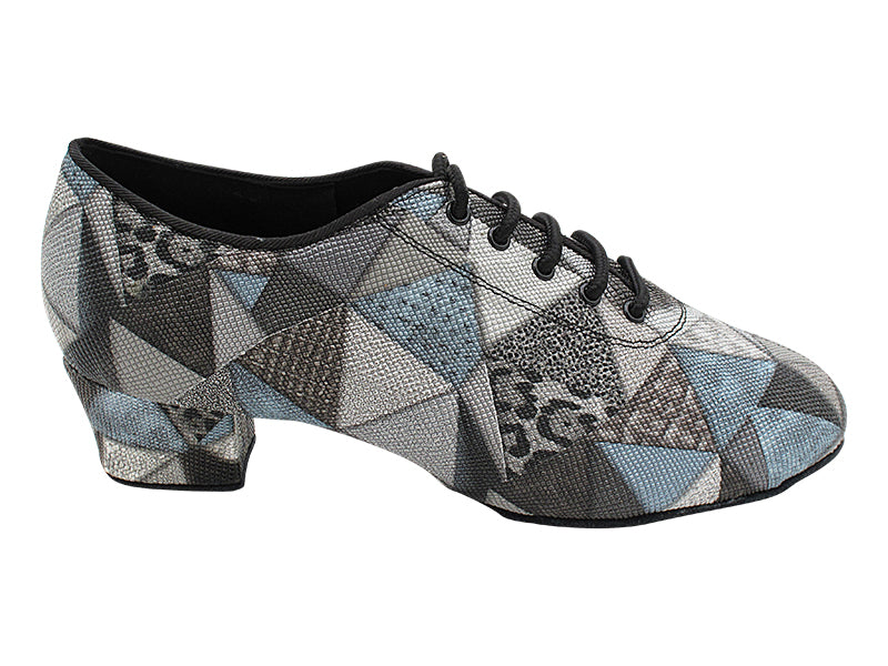 2303LEDSS Split Sole 107 Grey Geometric PU with Men 1.5" Latin Heel in the photo