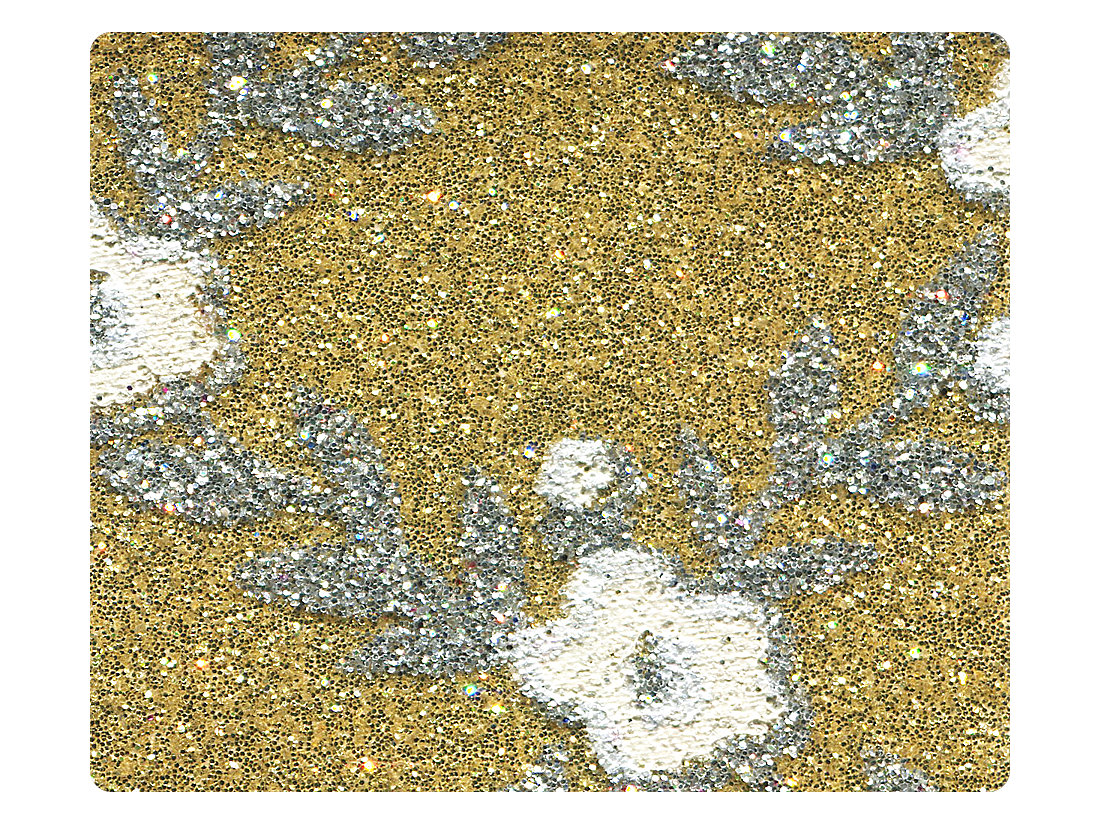 238 Flower Print Gold Stardust Fabric Swatch