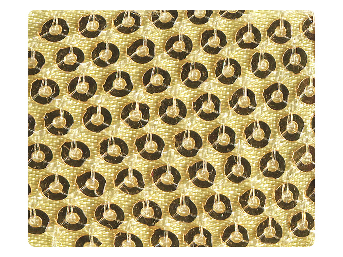 23 Gold Sequin Satin Fabric Swatch