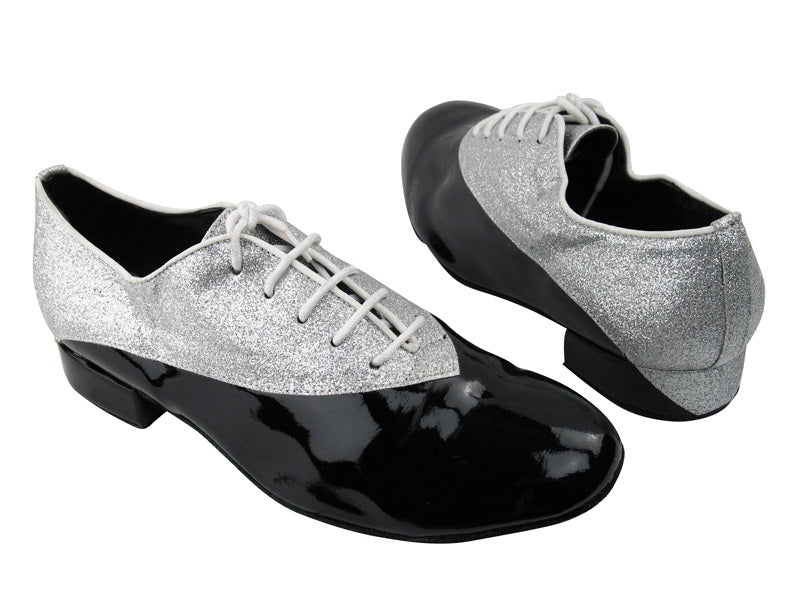 2504 Black Patent_126 Silver Stardust with 1" Standard heel in the photo