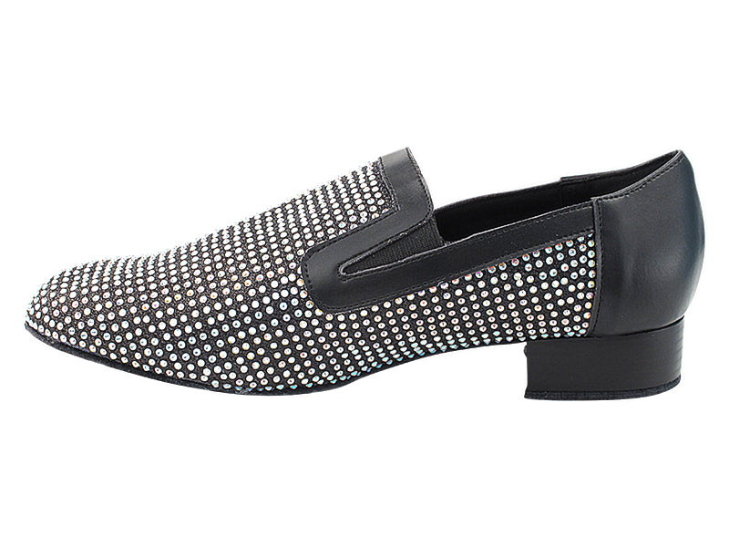 2506Bling Black Glitter Satin & Crystal AB with Men 1" Standard Heel (2002) in the photo
