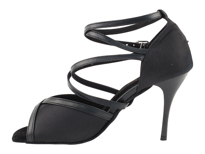 2630LEDSS Black Satin with 3.5" Stiletto Black Plated Heel in the photo