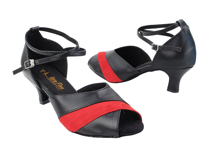 2701LEDSS Black Leather_Red Suede Trim with 2" Slim Heel (2899B) in the Photo
