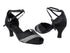 2701 Black Satin_Black Sparklenet with 2.5" Heel in the photo