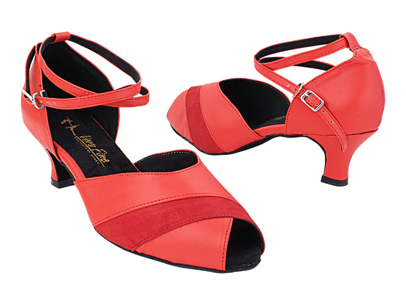 2701LEDSS Red Leather_120 Red Velvet Trim with 2" Slim Heel (2899B) in the Photo