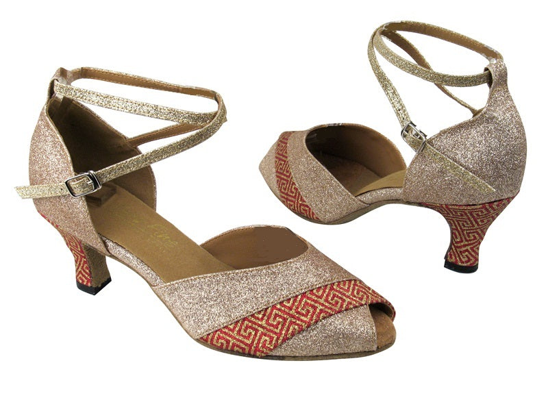 2701 125 Gold Stardust_239 Red Gold Stardust with 2.5" Low heel in the photo