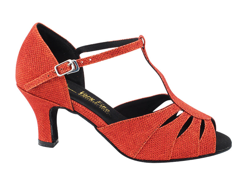 3733LEDSS Red Glitter Satin with 2.5" Low Heel (2899) in the photo