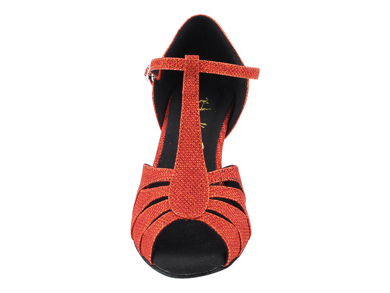 3733LEDSS Red Glitter Satin with 2.5" Low Heel (2899) in the photo
