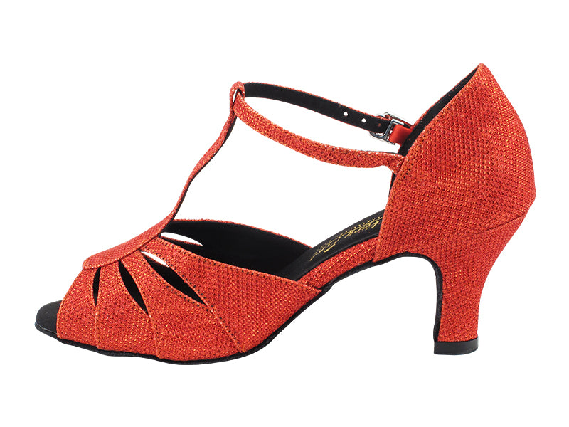3733LEDSS Red Glitter Satin with 2.5" Low Heel (2899) in the photo