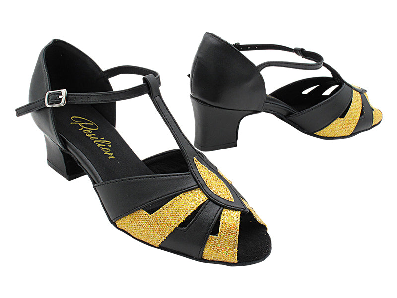 2702 Black Leather & 173 Light Gold Scale with 2.5" Heel (2899) in the photo