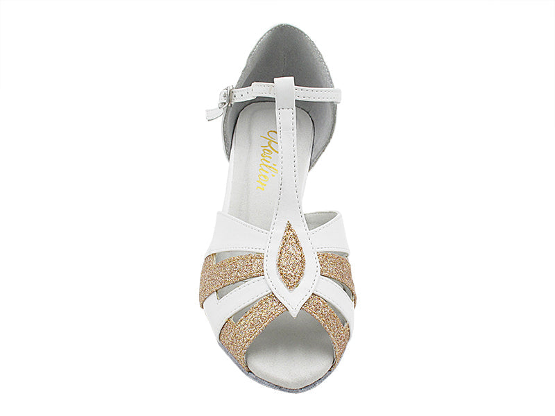 2702 White Leather & 125 Glod Stardust with 2.5" Heel (2899) in the photo