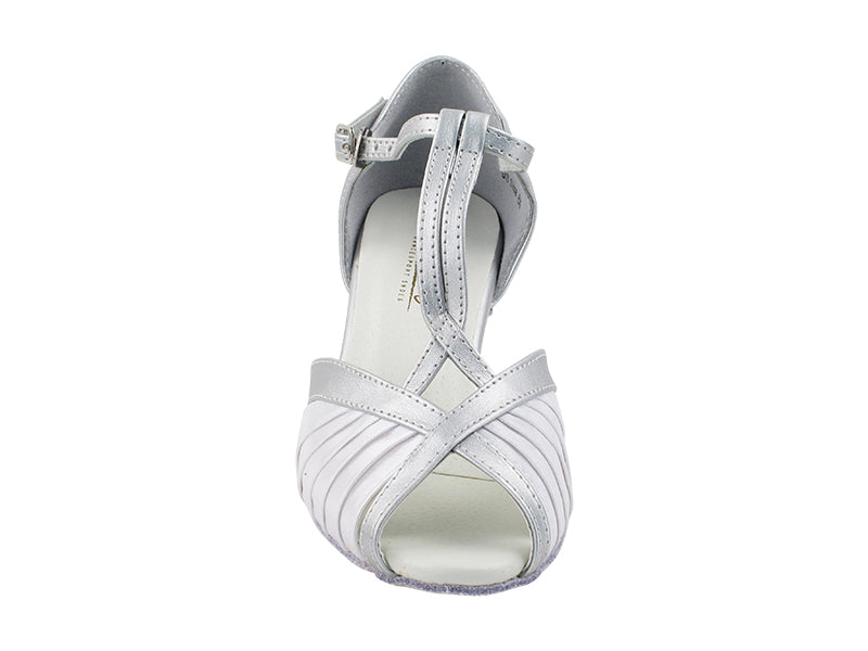 2707 White Satin & Silver Trim with 2.5" Heel (2899) in the photo