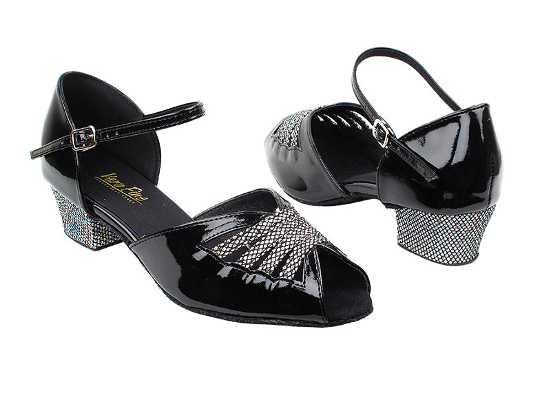 2709 97 Black Sparklenet_T_H_58 Black Patent PU with 1.5" Medium Heel in the photo