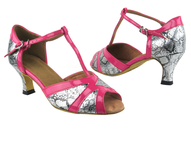 2712 250 Silver Snake_260 Pink Patent with 2.5" Heel in the photo