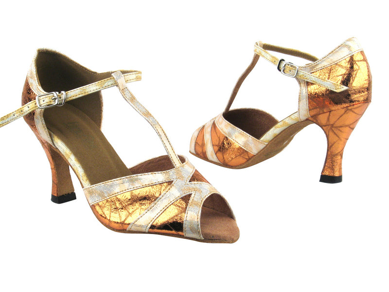 2712 253 Orange Gold_254 Gold Trim with 3" Heel in the photo