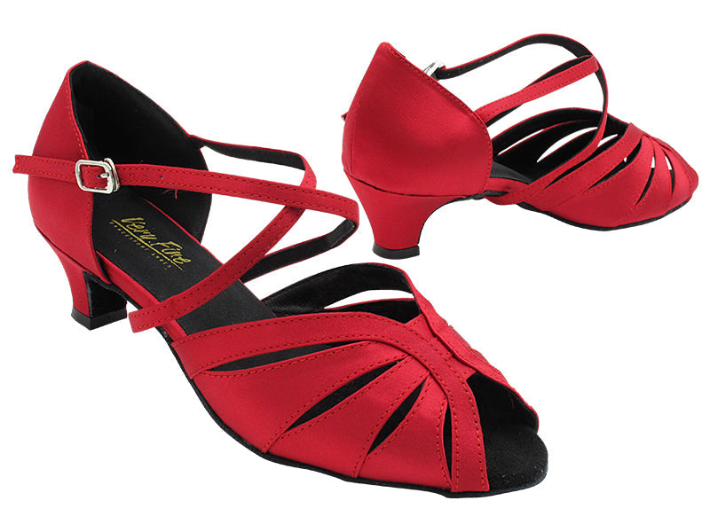 2713X 268 Dark Red Satin with 1.3" Cuban Heel (387) in the photo