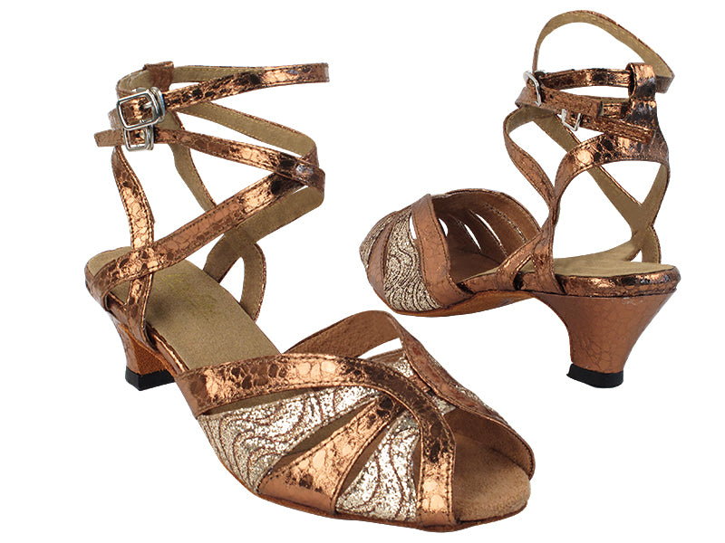 2713F Copper Sparkle & Ultra Copper & 5009 BackStrap with 1.3" Cuabn Heel in the photo