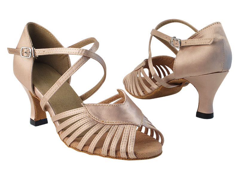 2717 135 Light Brown Satin with 2.5" Low Heel in the photo