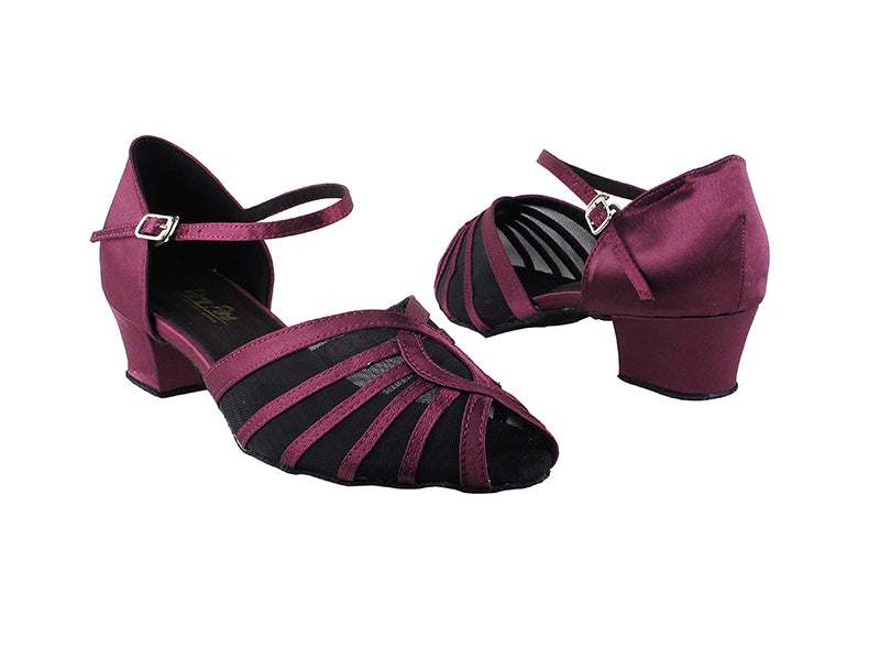2719 111 Purple Satin_Black Mesh_1_5_in 1.5" Medium Heel in the photo