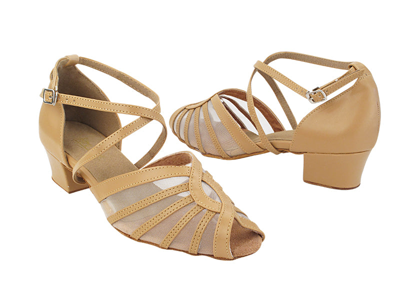 2719 157 Beige Brown Leather_Flesh Mesh_X-Stap Arch with Loop with 1.5" Heel (2001) in the photo