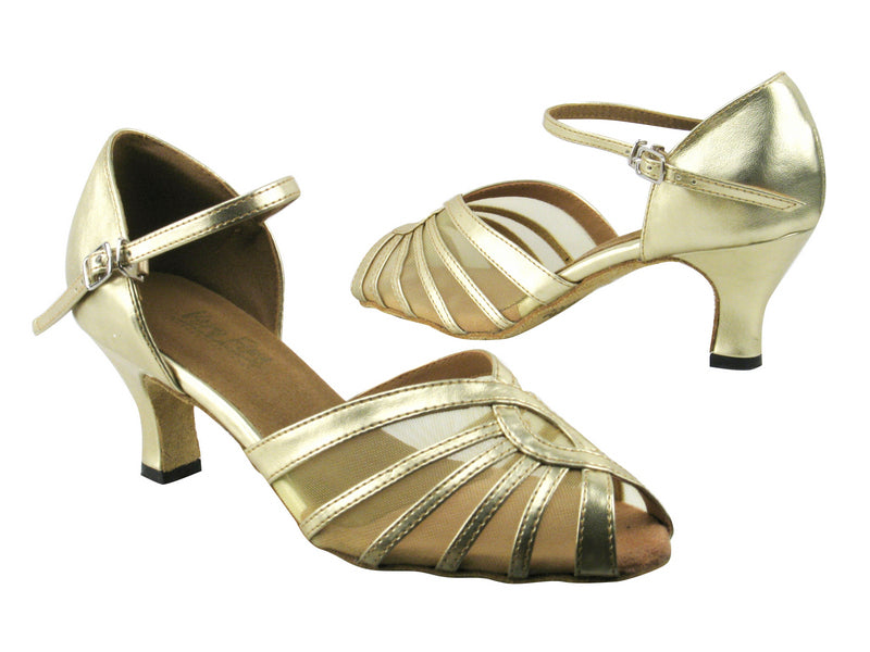 2719 209 Flesh Gold PU_Flesh Mesh with 2.5" low heel in the photo