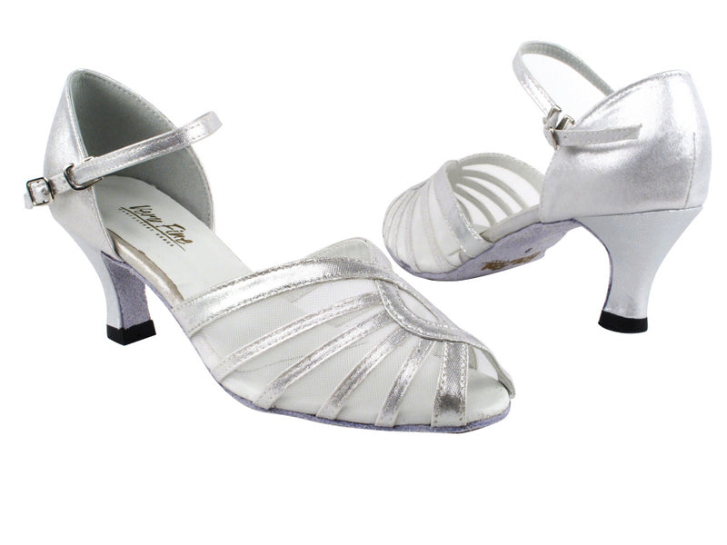 2719 259 Silver Satin_White Mesh with 2.5" Heel in the photo