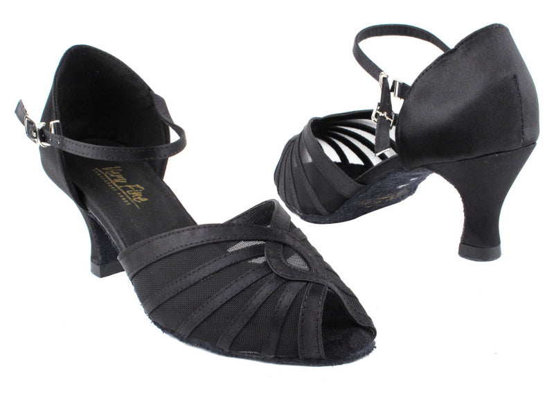 2719 Black Satin_Black Mesh with 2.5" Heel in the photo